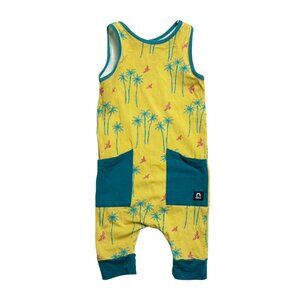 Rags to Raches - Yellow Palm Tree Tank Romper - Sz 12-18m